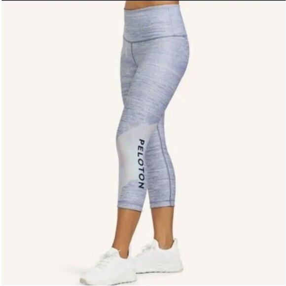 Peloton x WITH High Rise Crop Leggings Women’s Medium Blue Gray Logo Stretch - Picture 1 of 8